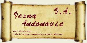 Vesna Andonović vizit kartica